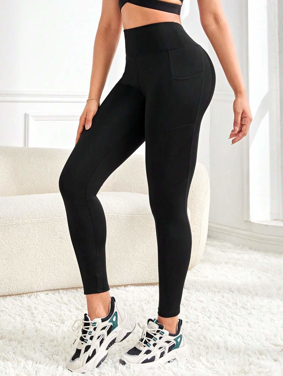 High Waist Yoga Legging  With Pockets, Tummy Control Workout Running Yoga Leggings For Women Gym Running Blue Summer