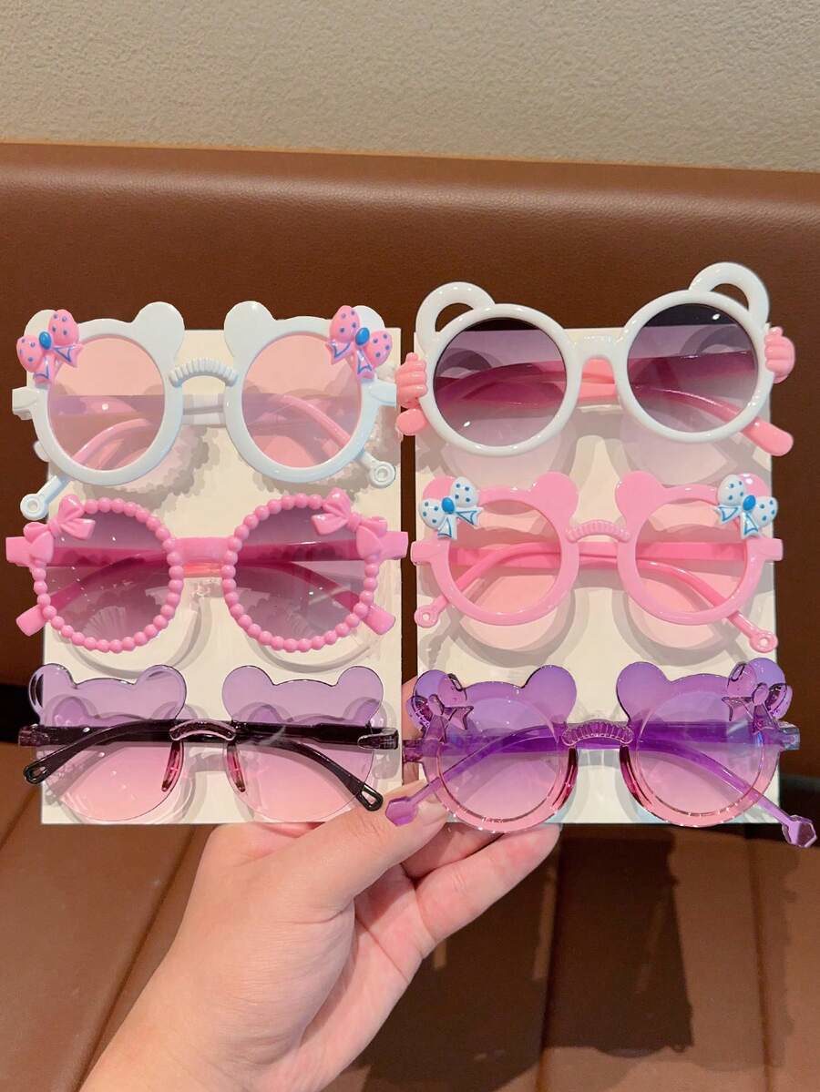 1/2/3/6 Pairs Children Cute Bear Frame Bow Tie Fashion Glasses/Eye Mask