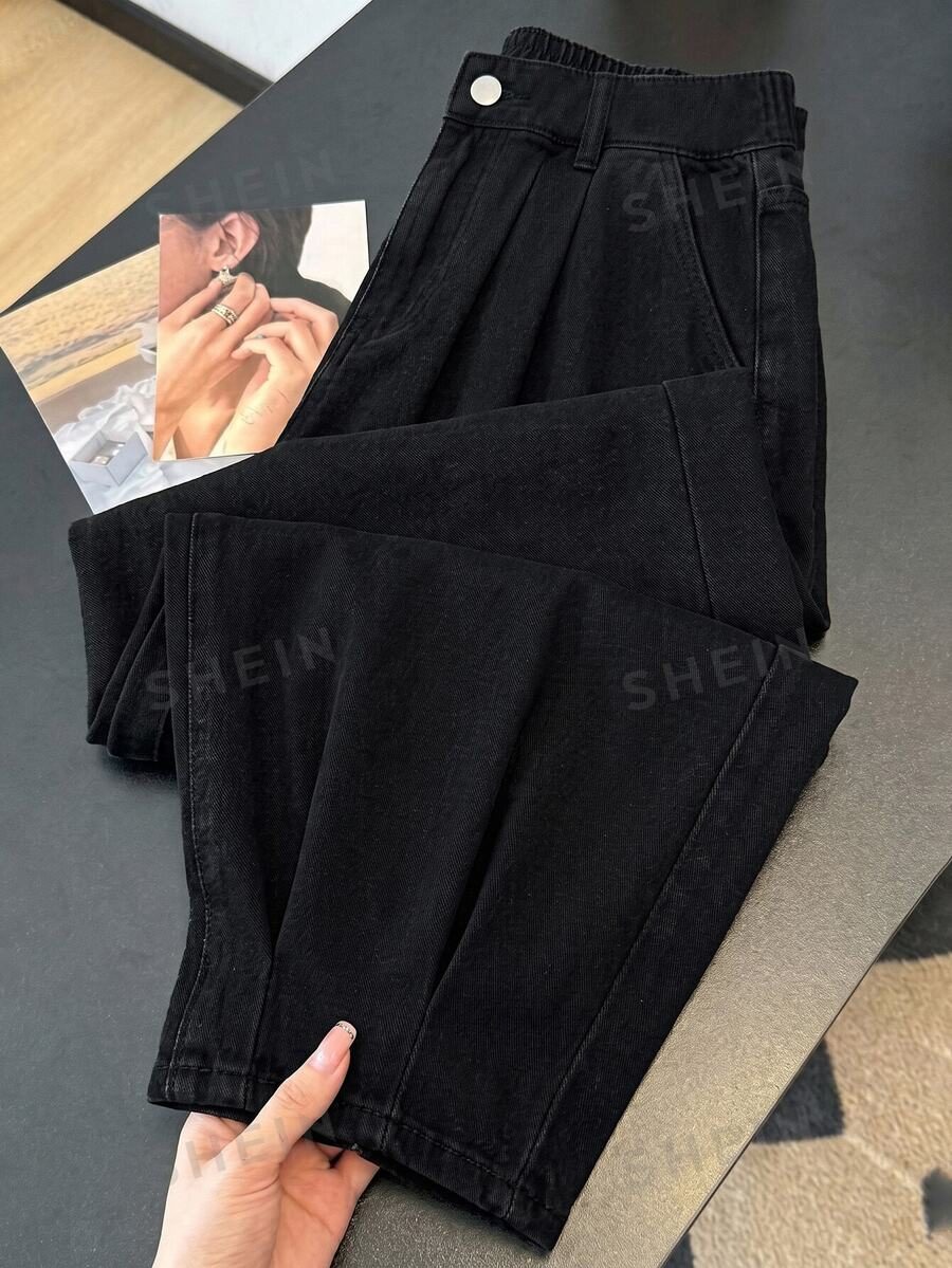 Plus Size Women's Fashion Casual Versatile Ruched Ankle-Length Denim Jeans