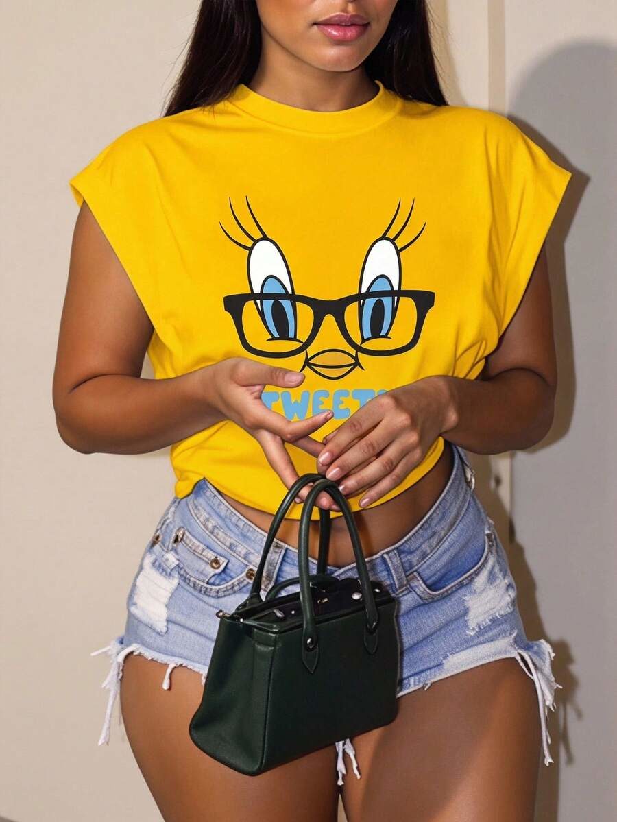 Slaydiva LOONEY TUNES X Plus Size Casual Sleeveless T-Shirt