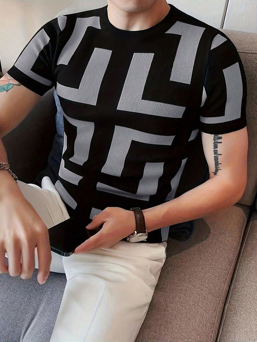 Men's Short Sleeve Crew Neck Knit T-Shirt