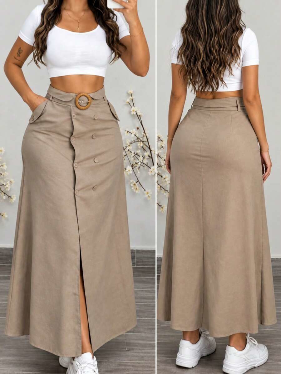 Women's A-Line Skirt With Belt