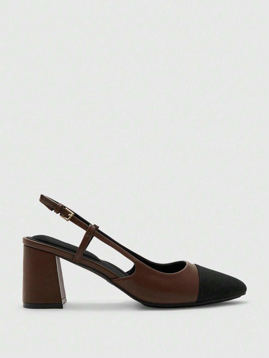 Women's Fashion Color Block Splicing Pointed High Heels