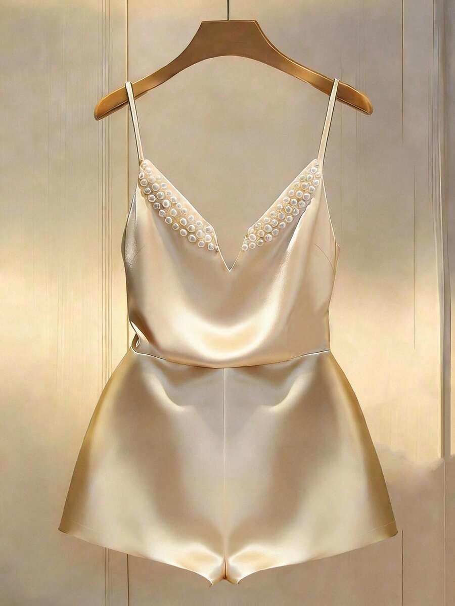 Women's Satin V-Neck Romper