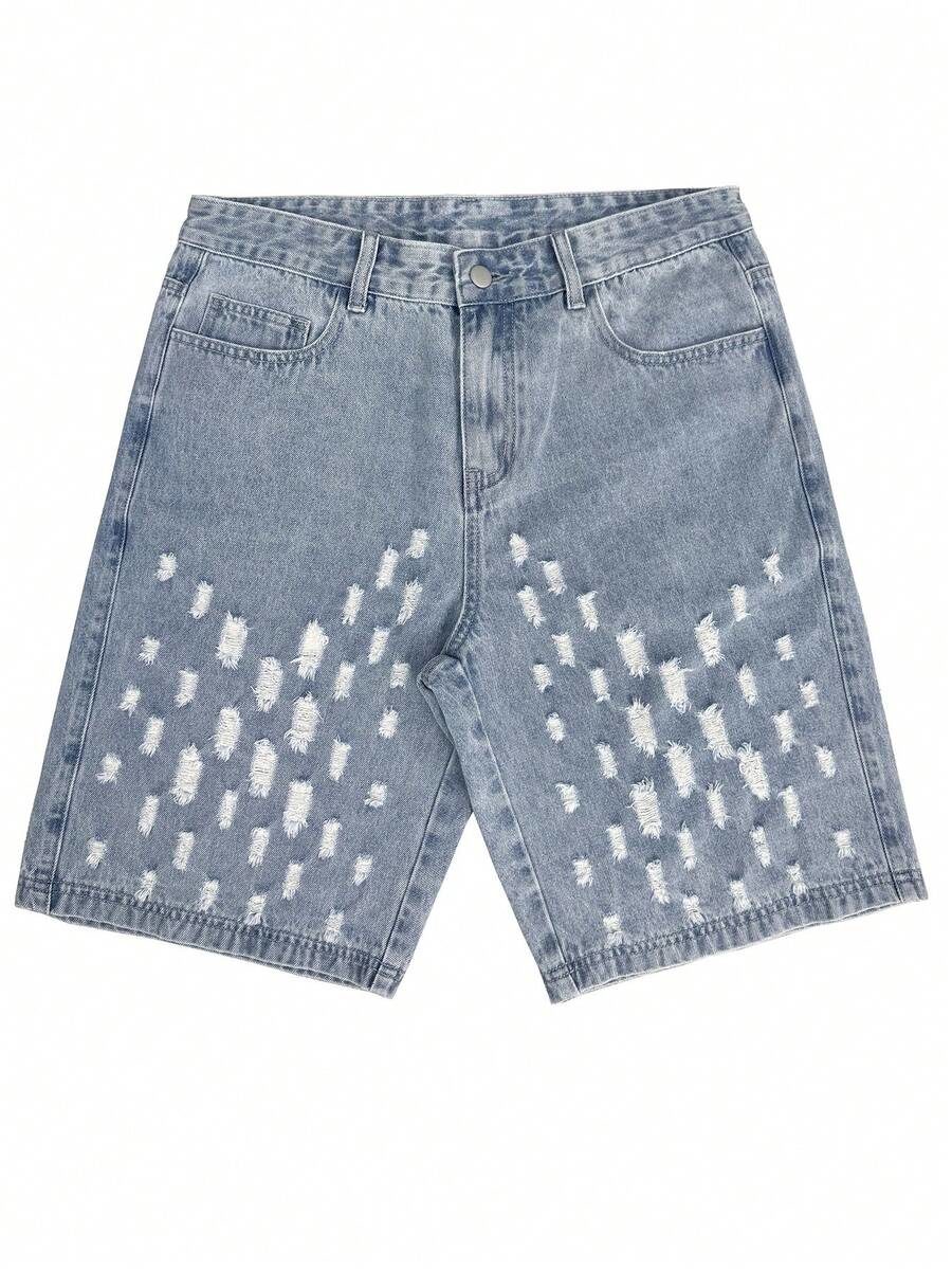 Non-Stretch Denim Shorts Straight Leg Shorts Bermuda Pants Mid-Length Pants