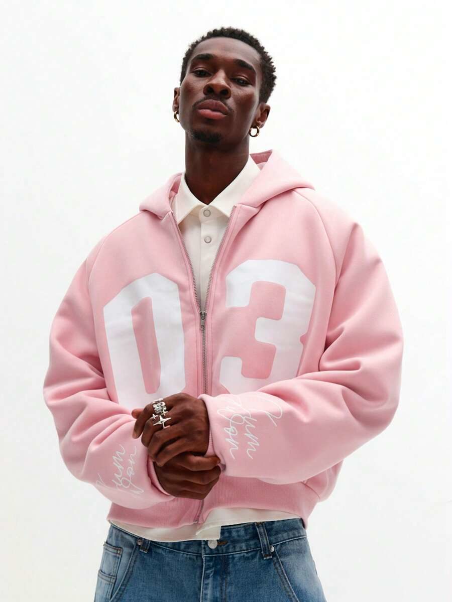 Oversized Drop Shoulder Zip Up Hoodie