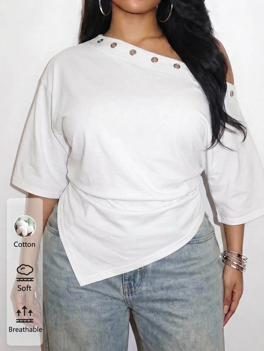 Casual Anti Social Plus Size Women's White T-Shirt