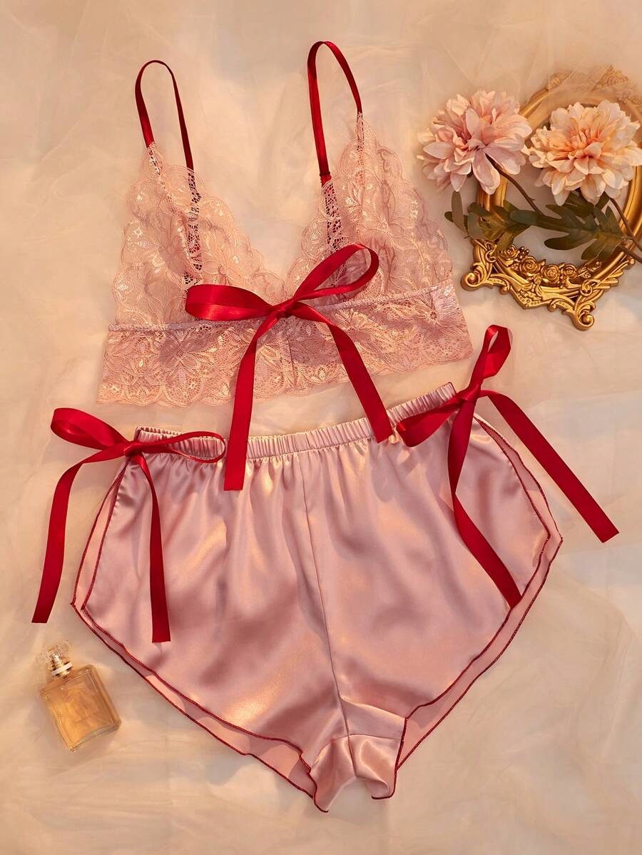 Lace Cami Top & Tie Side Shorts PJ Set