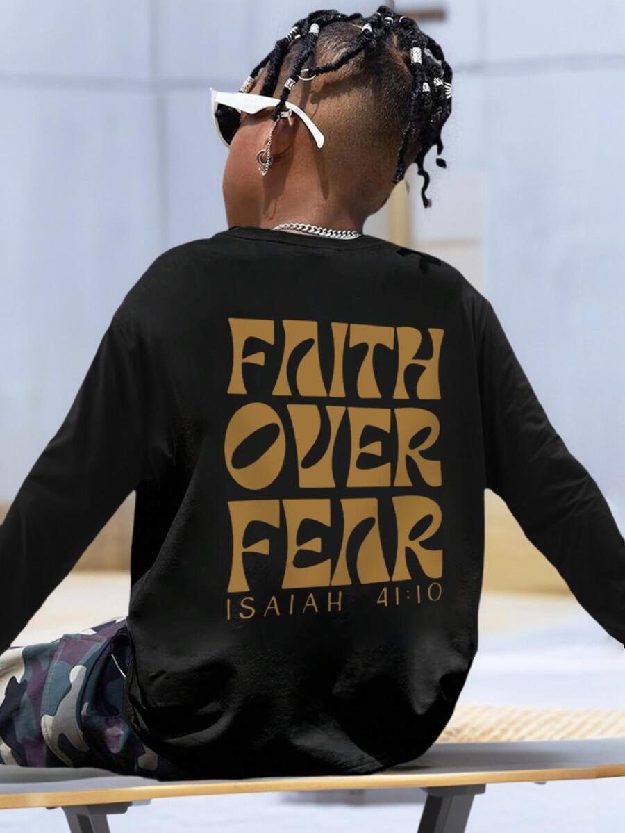 Tween Boy Slogan Graphic Fall Long Sleeve T-Shirt