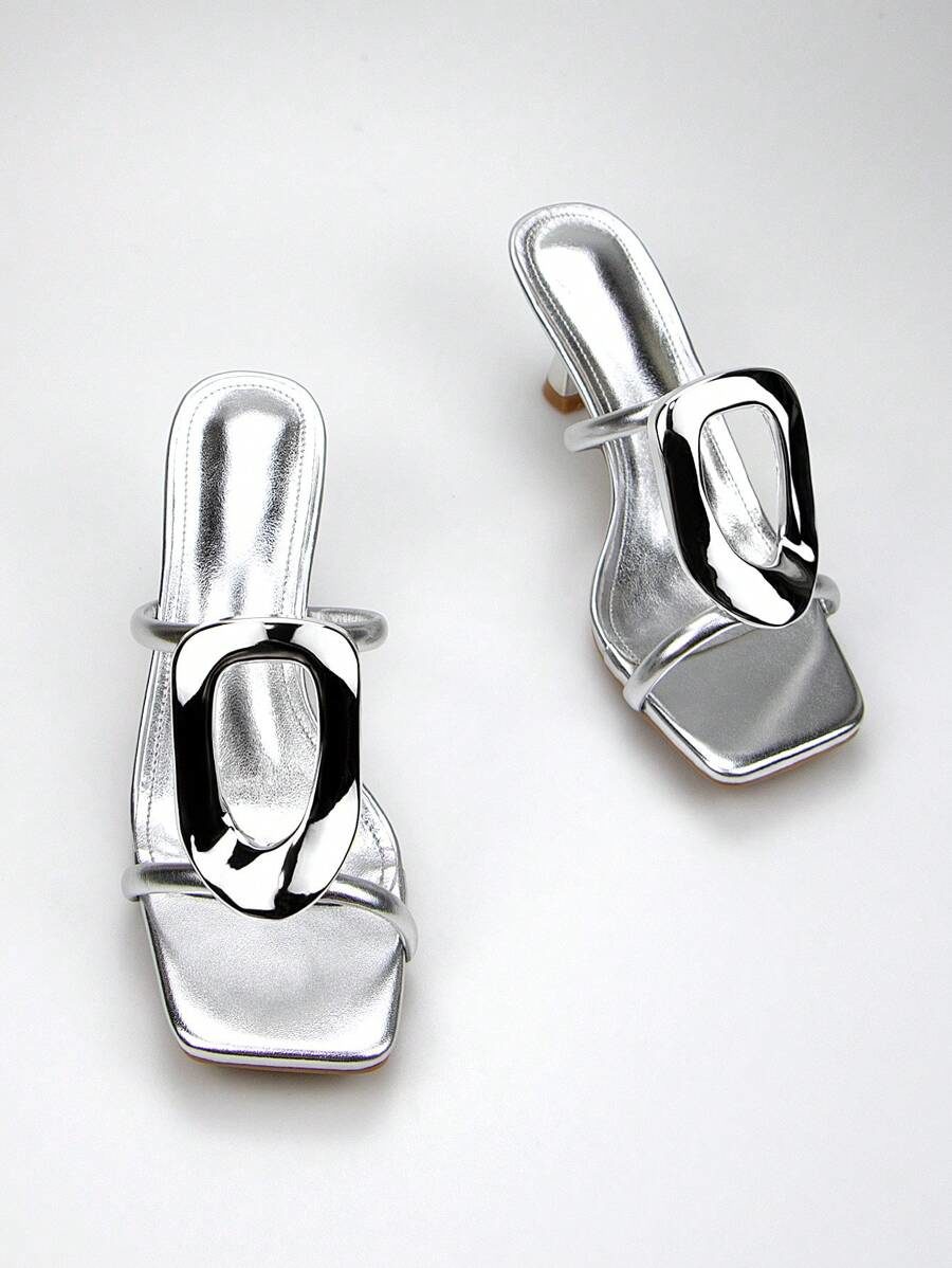 Women's Elegant & Fashionable Metallic Buckle Decorated High Heel