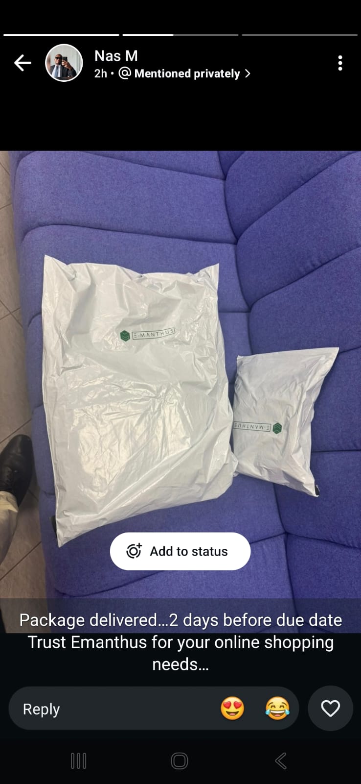 Parcel delivered in Maseru